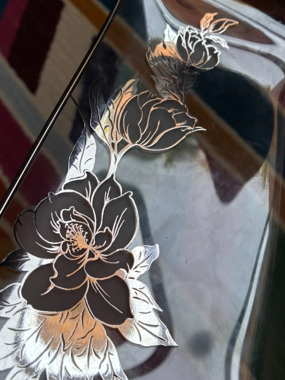 Rockwell Silver Co. Sterling Overlay Roses Dish